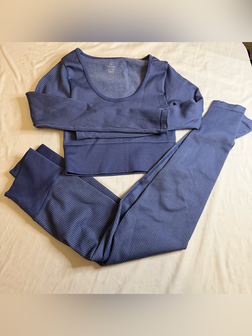 Offline by Aerie Ribbed Matching‎ Set XS Small Blue Leggings Lounge Activewear